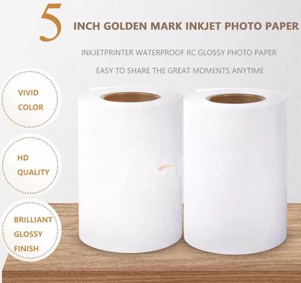 จีน Golden Mark 5 นิ้ว 127 มม. 50 ม. 240g กันน้ำ RC Glossy dx100 ม้วนกระดาษอิงค์เจ็ทสำหรับ Fuji Dry MiniLab ผู้ผลิต