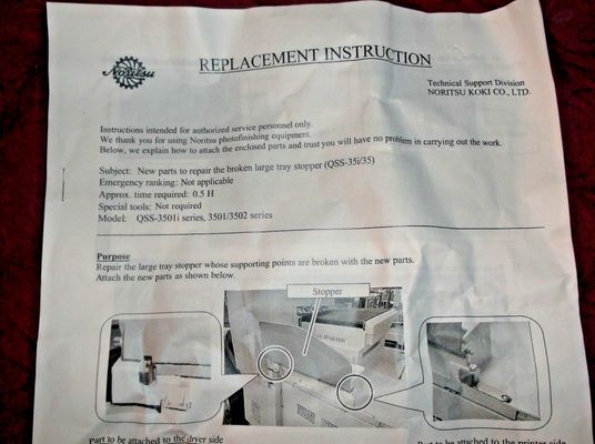 Noritsu QSS 3501 Minilab อะไหล่ถาดทางออก Retro Kit R504684-01 ผู้ผลิต
